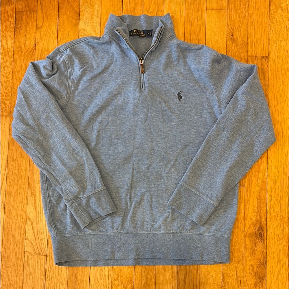Polo by Ralph Lauren Men's Blue Quarter-Zip Sweater, medium